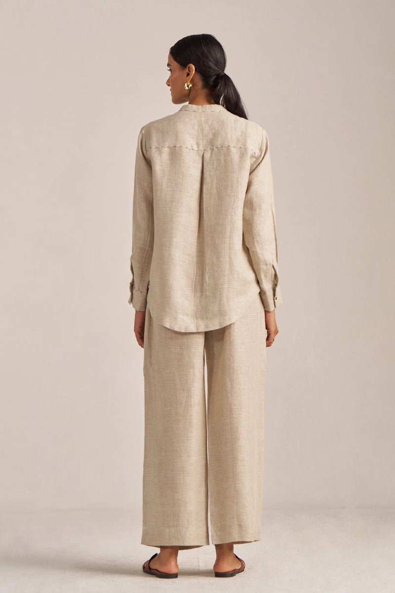 Undyed Natural Linen Embroidered Co-ord Set