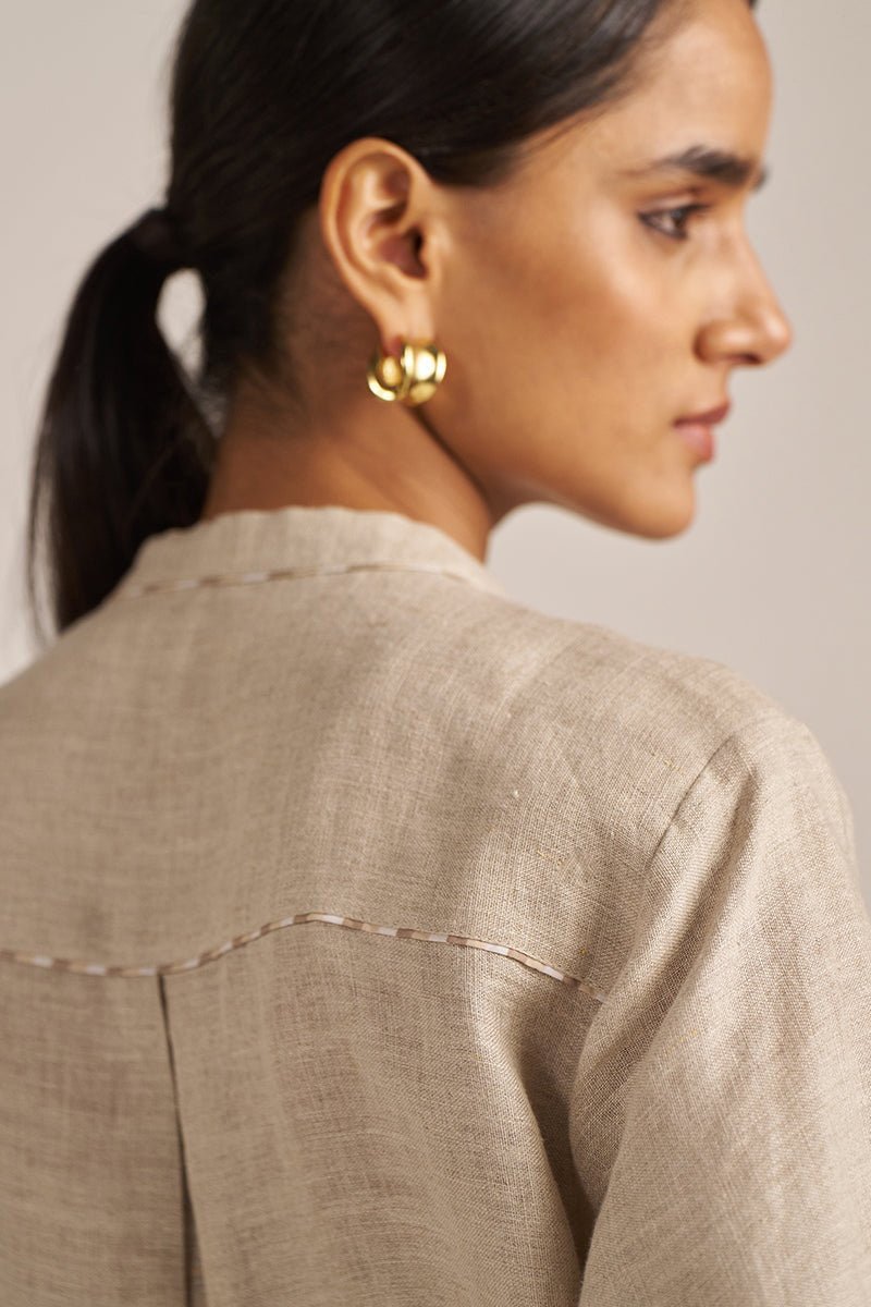 Undyed Natural Linen Embroidered Co-ord Set