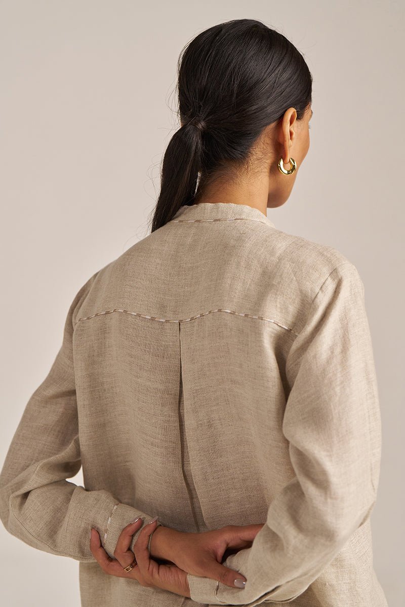 Undyed Natural Linen Embroidered Co-ord Set