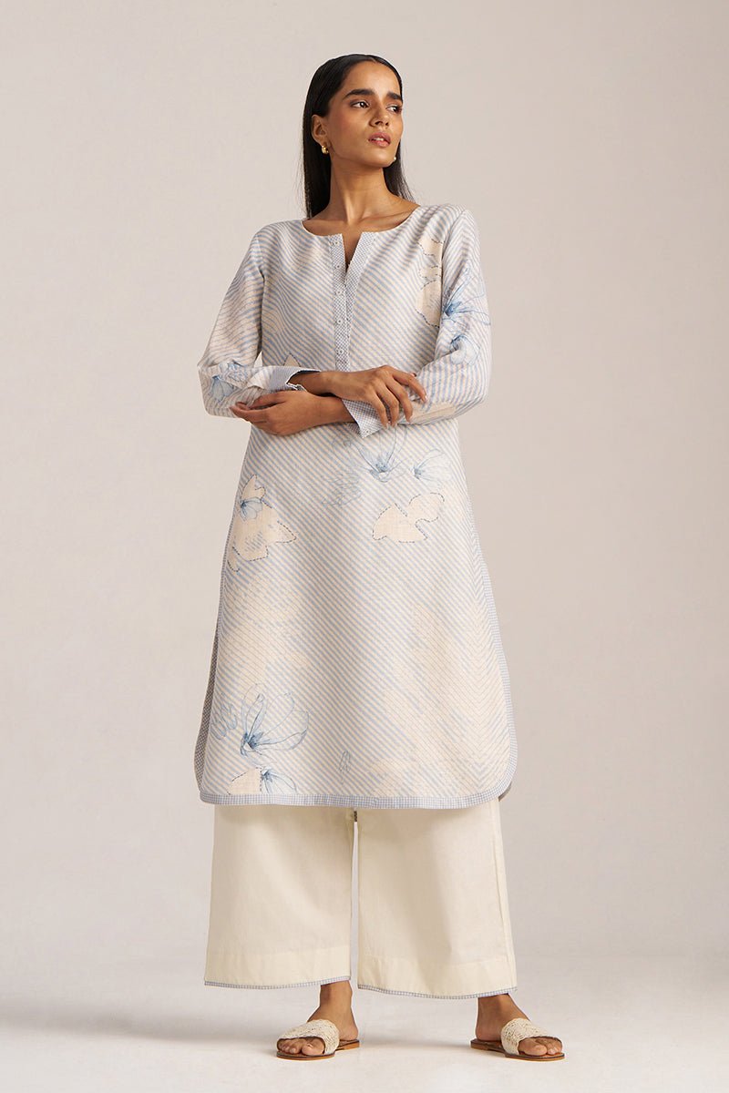 Zen Blue and Pristine Linen Co-ord Set