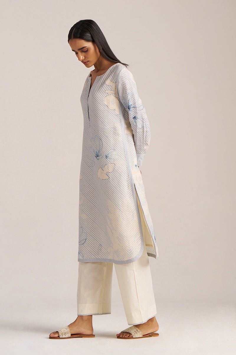 Zen Blue and Pristine Linen Co-ord Set