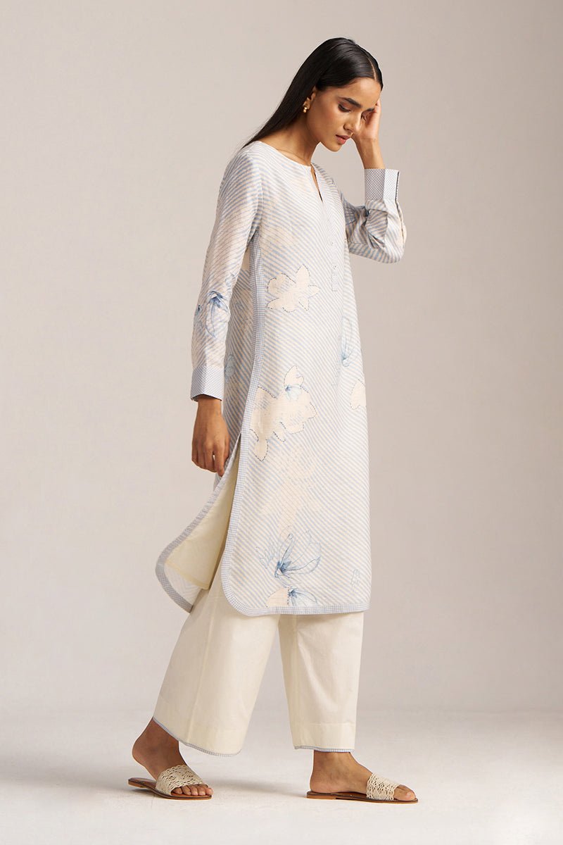 Zen Blue and Pristine Linen Co-ord Set