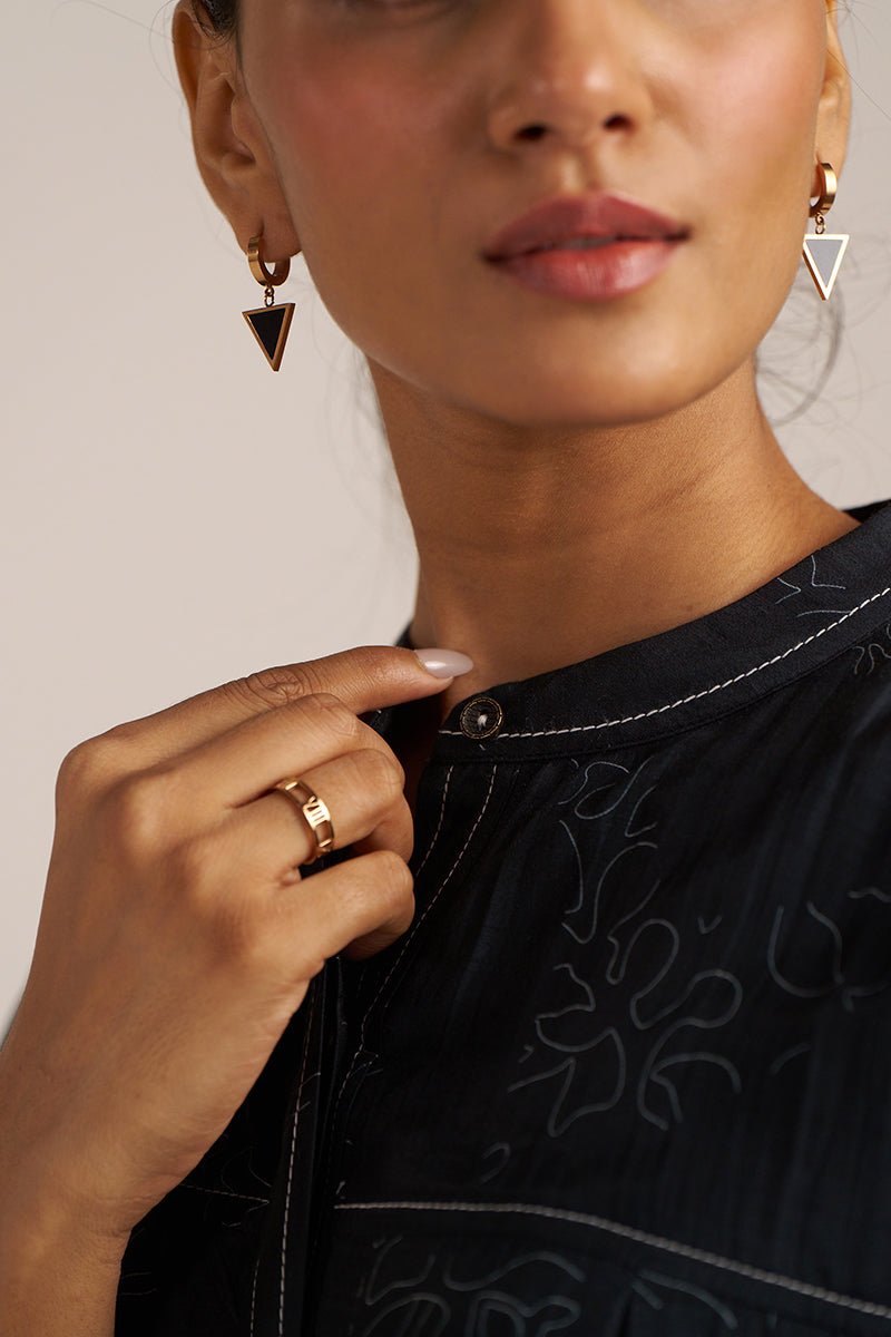 Black Print Button Down Co-ord Set