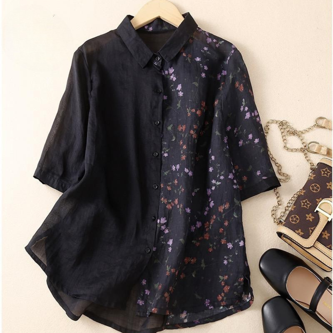 Pure Cotton Half Floral Printed Women Shirt