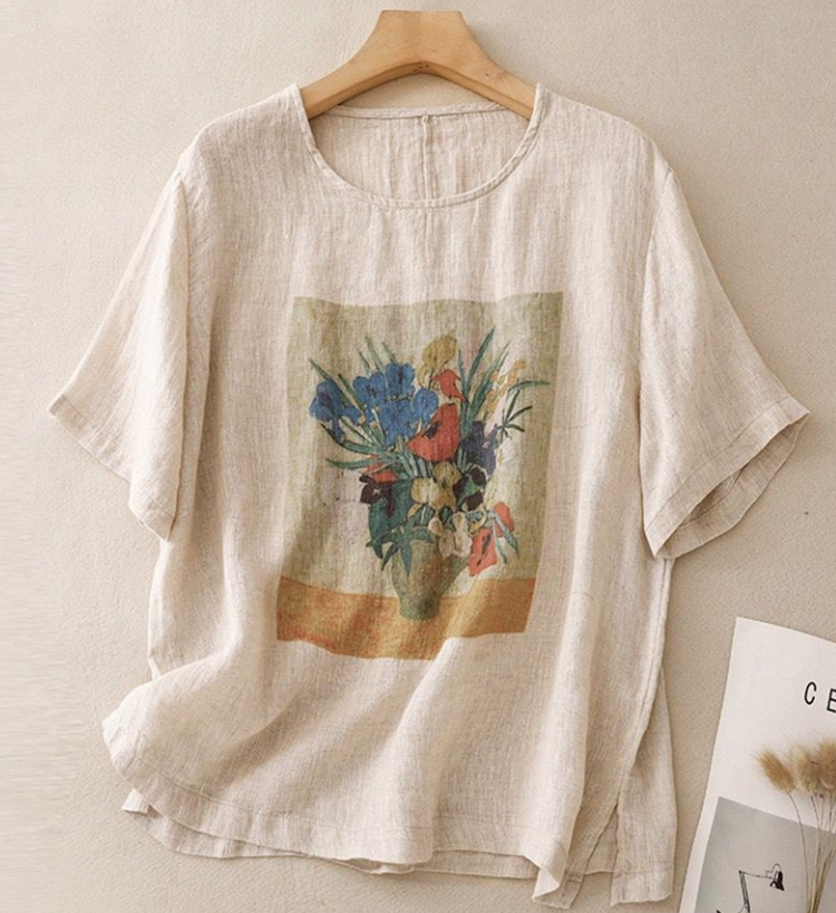Pure Cotton Round Neck Printed Top T-Shirt